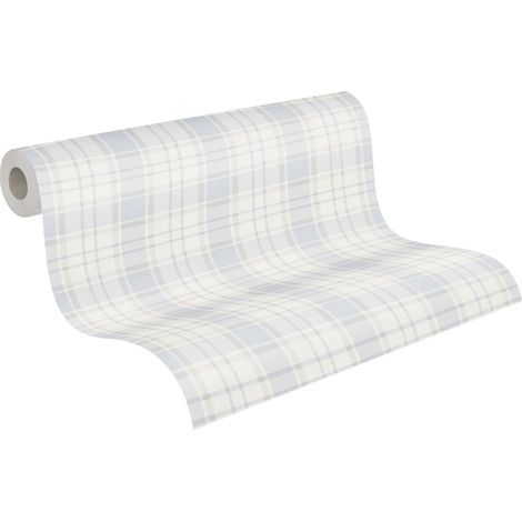 Papier peint à carreaux de style maison de campagne Papier peint intissé classique blanc et bleu à motif à carreaux (1/5)