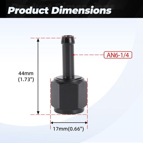 Adaptateur de conduite de carburant en aluminium avec raccord cannelé à filetage interne - AN6-1/4 (1/4)