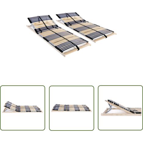 The Living Store Lattenroste 2 Stk. mit 42 Latten 7 Zonen 80x200 cm - Lattenrost - Holzrahmen - Birkenholz - Buchenholz - Lattenrost 80x200 (1/5)