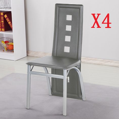 Hofuton Lot de 4 chaises de salle à manger - Simili gris - Style contemporain - L 42.5 x P 42 cm x H101.5 CM (1/5)