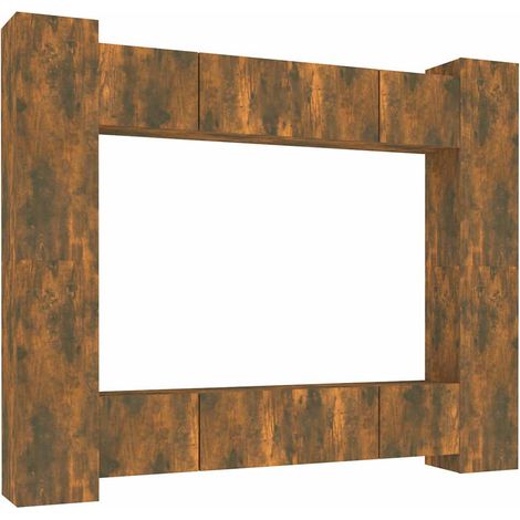 Maison Exclusive - Set Mobili Porta TV 8pz Rovere Fumo in Legno Multistrato (1/5)