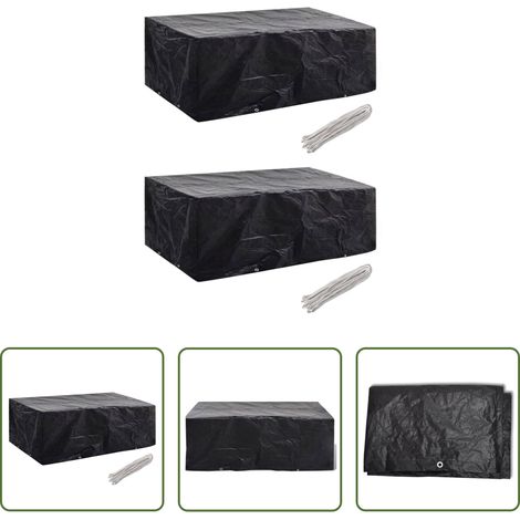 Rattan Möbel schützen - Gartenmöbel-Abdeckungen 2 Stk. 8 Ösen 200x160x70 cm (1/5)