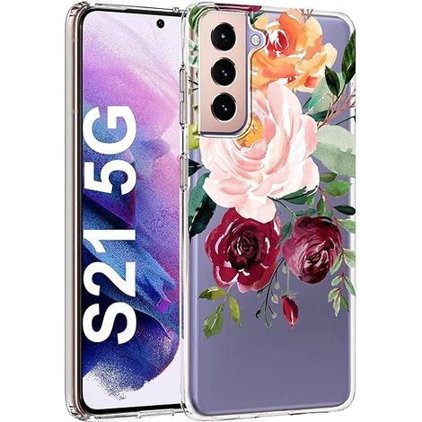 CUSTODIA IN SILICONE PER SAMSUNG GALAXY S21 CON FIORI DIPINTI AD ACQUERELLO (1/5)