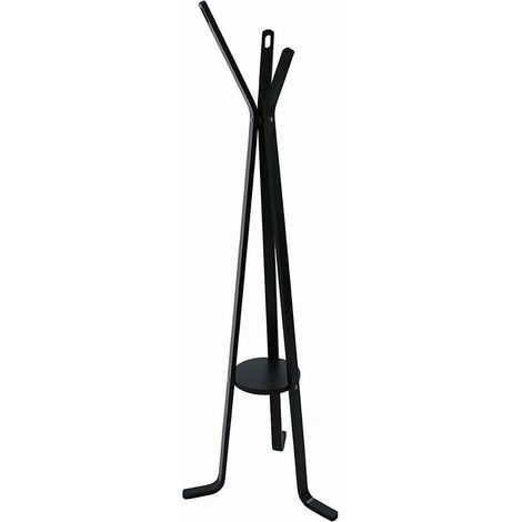 Schwarze Holzständer-Garderobe mit 3 Armen, 50cm x 170cm