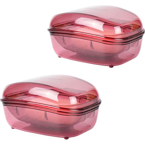 Lot de 2 porte-savons en plastique transparent pour la maison et la cuisine, grand format de voyage (1/5)