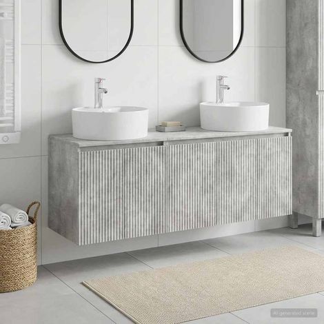 vidaXL Bathroom Cabinet Set 3 pcs Concrete Grey 161.5 x 44.5 x 82 cm (1/5)