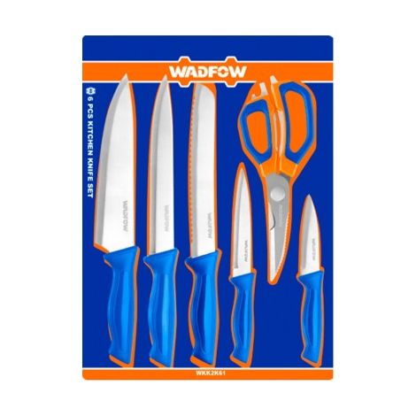 Set di forbici e coltelli da cucina in acciaio inox WADFOW da 6 pezzi, ergonomici (1/3)
