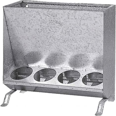 Tolva Galvanizada para Cerdos 20 kg Dispensador de Alimentos de 4 Huecos Medidas 57 x 21 x 53 cm Comedero para Ganado (1/5)