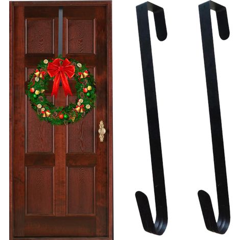 Crochet de Porte pour Couronne de Noel [Lot de 2] - Crochets de Couronne de Porte en Acier Inoxydable 31cm, Support Sans Perçage pour Décoration de Porte d'Entrée Extérieur (1/5)