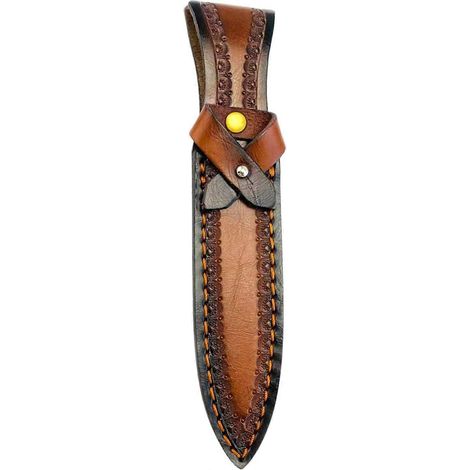 Étui à couteaux en cuir de vachette fait main, porte-couteaux compact protection extérieur cousu main motif aquatique pour couteau de coupe (1/5)