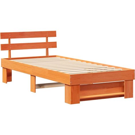 Estructura de cama con cabecera Marrón cera 80 x 200 cm vidaXL (1/5)