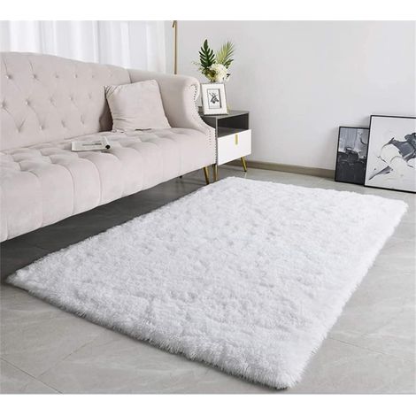 Tapis Moelleux de Salon Moelleux Modernes adaptés à la Chambre à Coucher des Enfants décor à la Maison de la Chambre à Coucher décoration intérieure Tapis Ultra Doux (Blanc, 80x120cm) (1/5)