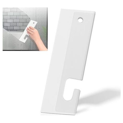 Raclette de Douche, raclette pour vitres de Voiture, Petite raclette pour Portes en Verre de Douche, fenêtres de Voiture, lavabo, comptoir de Cuisine, évier, etc. (Blanc) (1/5)