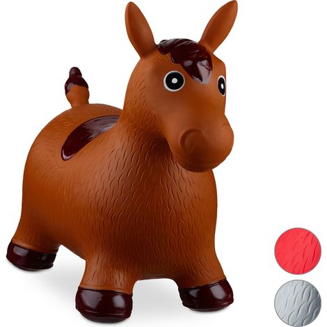 Relaxdays Hopping Horse, Air Pump Included, Up to 50 kg, BPA-Free, Space Hopper, Brown