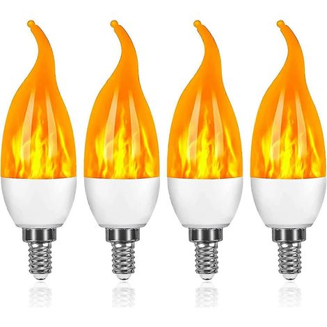 E14 LED-Lampe, 3-Watt-Flammen-LED-Lampe mit 3 Beleuchtungsmodi, 1800 K, Vintage-Dekorationsleuchten - 4er-Pack