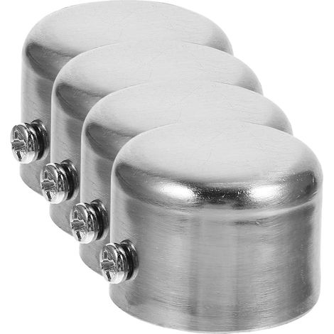 4 Pièces Lot de 4 Embouts pour Tringles à Rideaux en Acier Inoxydable Électrolytique, Finition Chromée, Taille Compacte, Accessoires Décoratifs pour Barre de Rideau, Compatibles (1/5)