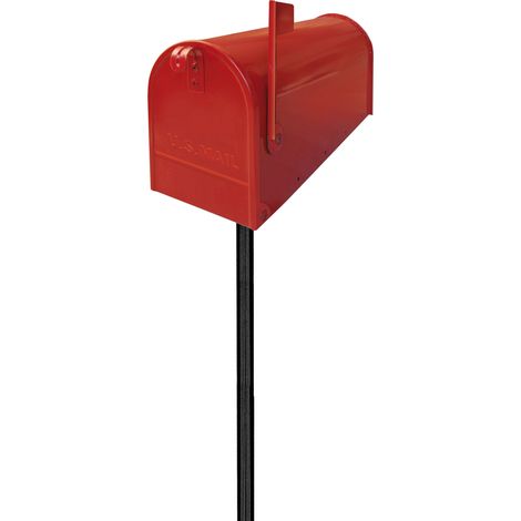 CASSETTA POSTALE SERIE AMERICA ROSSA 17 X 48 X H22 CON PALO DI SUPPORTO ALUBOX (1/5)