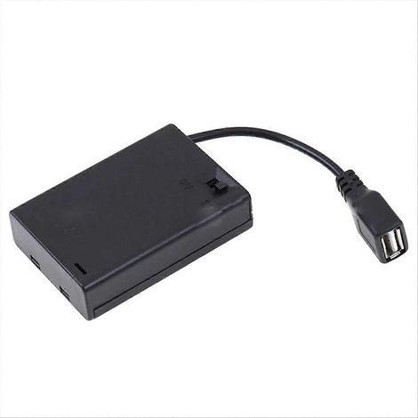 Gehäuse für 3 AA-Batterien mit Deckel und Schalter, integrierter USB-Anschluss (weiblich), Batteriefach mit Kabel, DIY-Netzteilständer, schwarz, 1 Stück (1/5)
