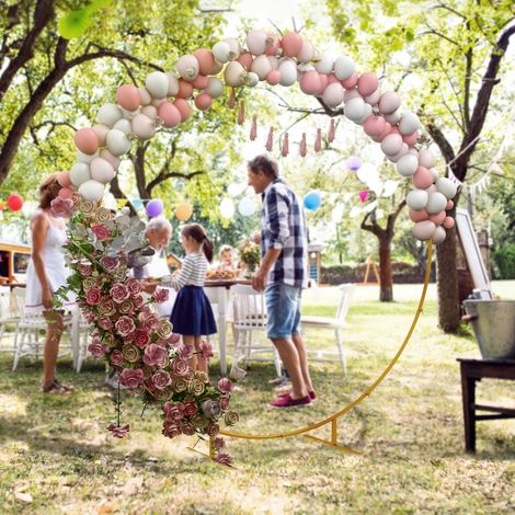 Arc jardin acier nœud mariage rond ballons/plantes grimpantes cérémonies/anniversaires/événements or 222x60x224 cm