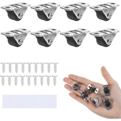 Kit de 8 roulettes miniatures en caoutchouc (1,2 cm) – Roulettes à plaque métallique fixe pour petits appareils et projets DIY (1/5)