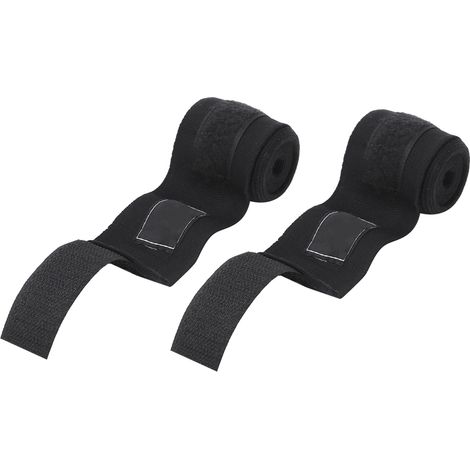 Paire de bandages de boxe en polyuréthane noir 3M, élastiques, pour le combat (muay-funk), avec sangles de sport. (1/5)