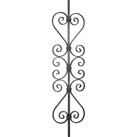 Barreau motif symétrique en volutes - Hauteur 950mm Largeur 220mm carré de 12mm - Fer forgé - À souder - DECO FER FORGE