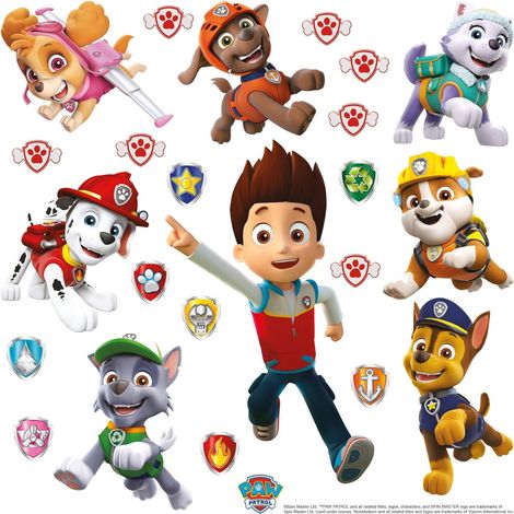 Minis stickers Pat'Patrouille – Modèle Ryder et amis – PVC auto-collant repositionnable – 30 cm x 30 cm – Ag Art