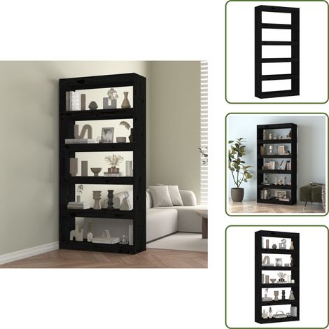 Estantería decorativa - vidaXL Estantería/divisor de espacios madera pino negro 80x30x167,4 cm - Separador de ambientes