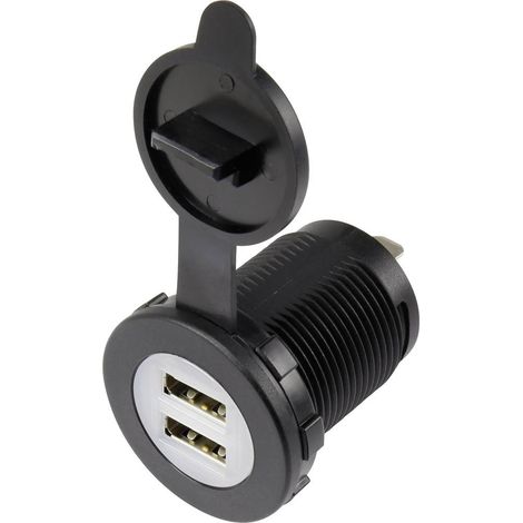 Presa doppia da incasso USB dotata di cappuccio di protezione antipolvere Presa verticale 2 vie, frontale tondo Ø 36,8 (1/2)