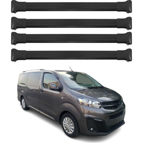 OMAC Barres de toit en aluminium pour Opel Vivaro C / Zafira Life 2019-2026 – TÜV / DIN 75302:2019 – Charge max 75 kg – 4 barres Noir (1/4)