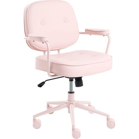 Sedia da ufficio in tessuto con rivestimento in ecopelle struttura in metallo funzione girevole reclinabile altezza regolabile rosa pastello Paramus