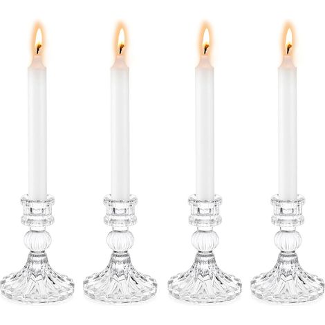 4 dekorative, durchsichtige Kristallkerzenhalter für Esszimmer, Wohnzimmer, Hochzeiten, Partys und Weihnachten. (1/5)