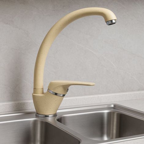 Miscelatore monoforo in ottone colorato per lavello cucina modello oslo erogazione orientabile finitura- avena 1 - confezione 1 (1/5)