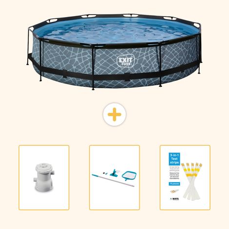 Exit-toys Piscine Exit Ronde - Effet Pierre - 360x76 cm - 4-pièces SCB94 (1/5)