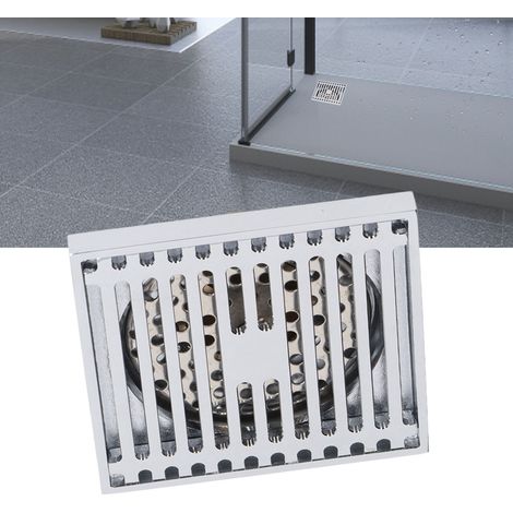 Galvanisierter Bodensiphon, geruchs- und insektenabweisend, großes Fassungsvermögen, mit Haarfilter und Abdeckung, für flaches Wasser. (1/5)