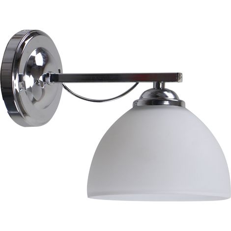 Applique murale minimaliste chromée globe blanc E27 40W (1/2)
