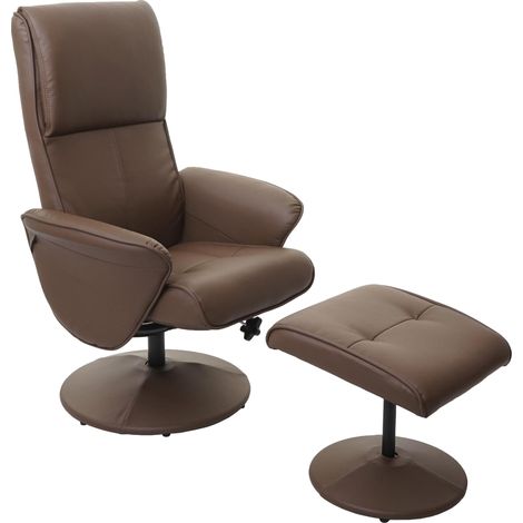 [NEUWERTIG] Relaxsessel Stockholm, Fernsehsessel Relaxliege TV-Sessel mit Hocker Kunstleder, taupe