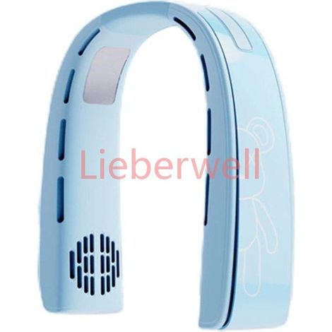 3 Speeds, Foldable Bladeless Personal Neck Fan, USB Powered, Blue, Portable Hands-Free Wearable Fan for Indoor Use (1/4)