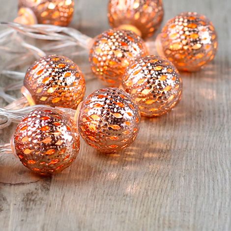Skylantern – Guirlande lumineuse d'extérieur 10 LED cuivrée à piles – Ambiance cosy pour décoration intérieure et événements – Longueur 2m (1/3)