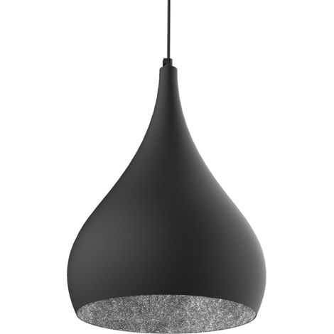 LUMICOM CALICE Sospensione, 1X E27, max 42W, metallo, nero/foglia argento, D.20cm