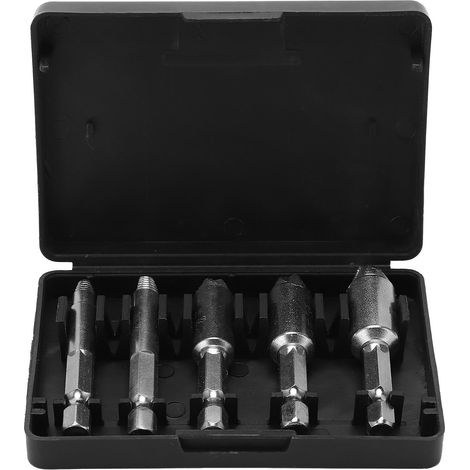 5Pcs Extracteur de Vis en Acier Rapide à Manche Hexagonal pour Boulons Cassés Endommagés Forets de Retrait