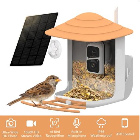 VicoHome Dispenser per Uccelli con Telecamera Smart WiFi e Pannello Solare (1/5)