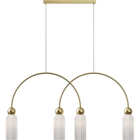 Sospensione Maytoni Antic oro/bianco 4xE14 vetro rigato