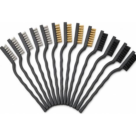 Lot de 15 Brosse Métallique, Lot de 5 Brosse Nylon, Lot de 5 Brosse Laiton, Lot de 5 Brosse Acier Inoxydable (1/4)