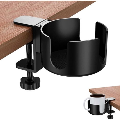 Soporte para vasos de escritorio, soporte ajustable para botellas de escritorio, soporte para vasos de escritorio de aleación de aluminio, soporte para bebidas de escritorio para agua, café, jugo (neg (1/5)