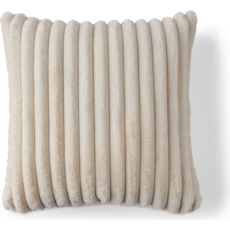 Sierra - coussin - en fausse fourrure côtelé - 50x50 cm - beige (1/4)