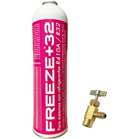 FREEZE +32 350g  Sustituto Ecológico R32 y R410A  Incluye Válvula de Servicio  Gas Orgánico de Alta Eficiencia y Ahorro