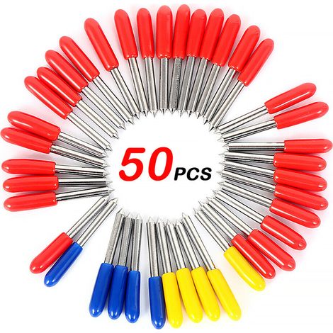 50 cuchillas de repuesto para Cricut, cuchillas para cortar vinilo: 30 cuchillas estándar de 45° + 10 cuchillas poco profundas de 30° + 10 cuchillas profundas de 60° (1/3)
