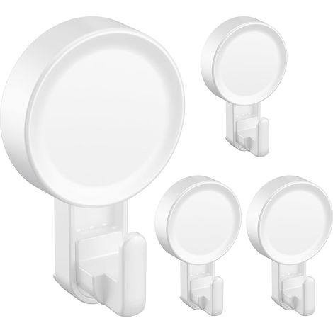 Lot de 4 Crochet Ventouse Puissante Réutilisable, Mural pour Salle Bain Porte Serviette Peignoir Torchon, Patère Cuisine Douche Charge 5Kg - count/Round'4 count/Round
