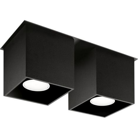 Plafoniera quadrupla 2 GU10 in alluminio nero Sollux SL.0063 (1/5)